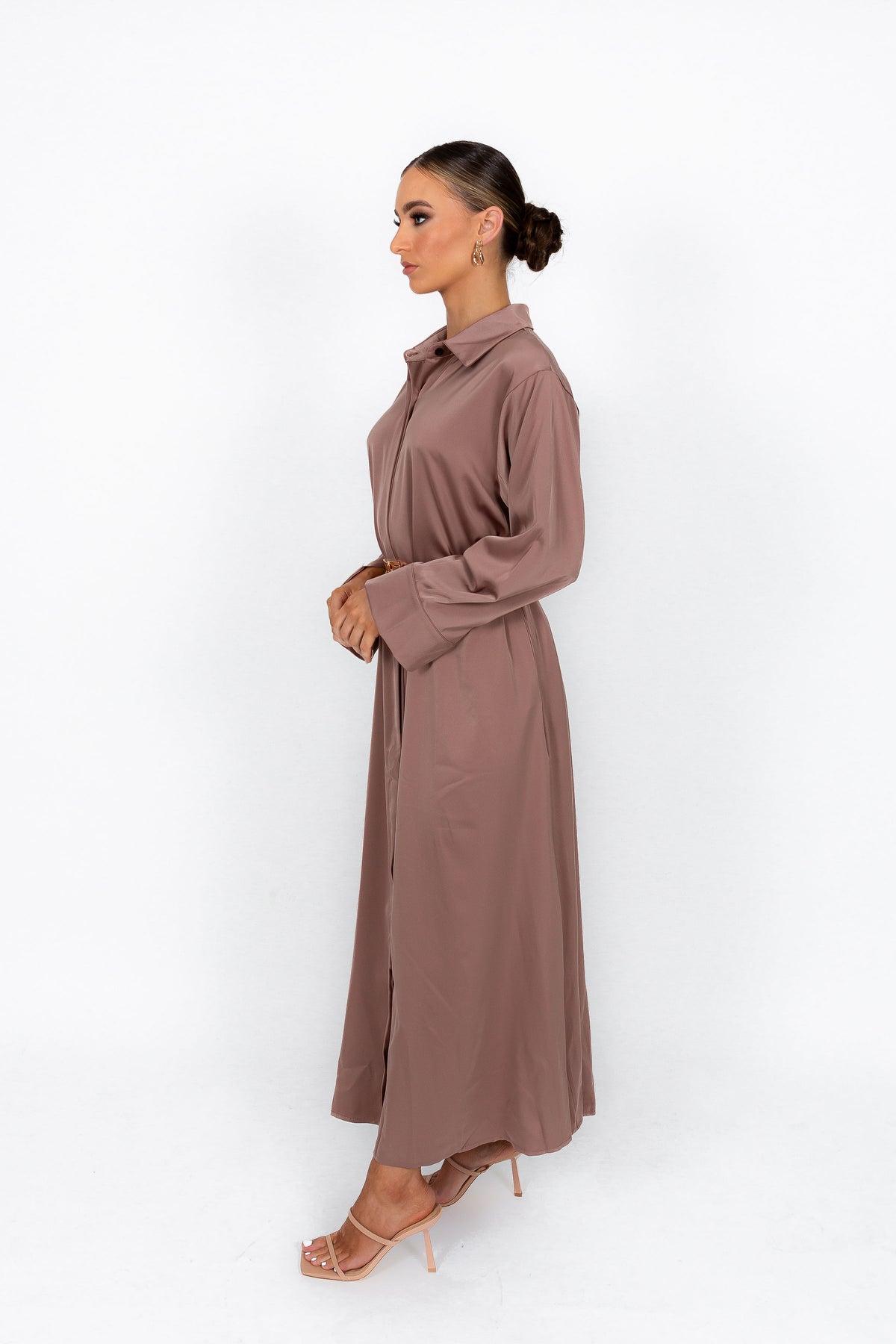 ZARA SHIRT DRESS IN UMBER