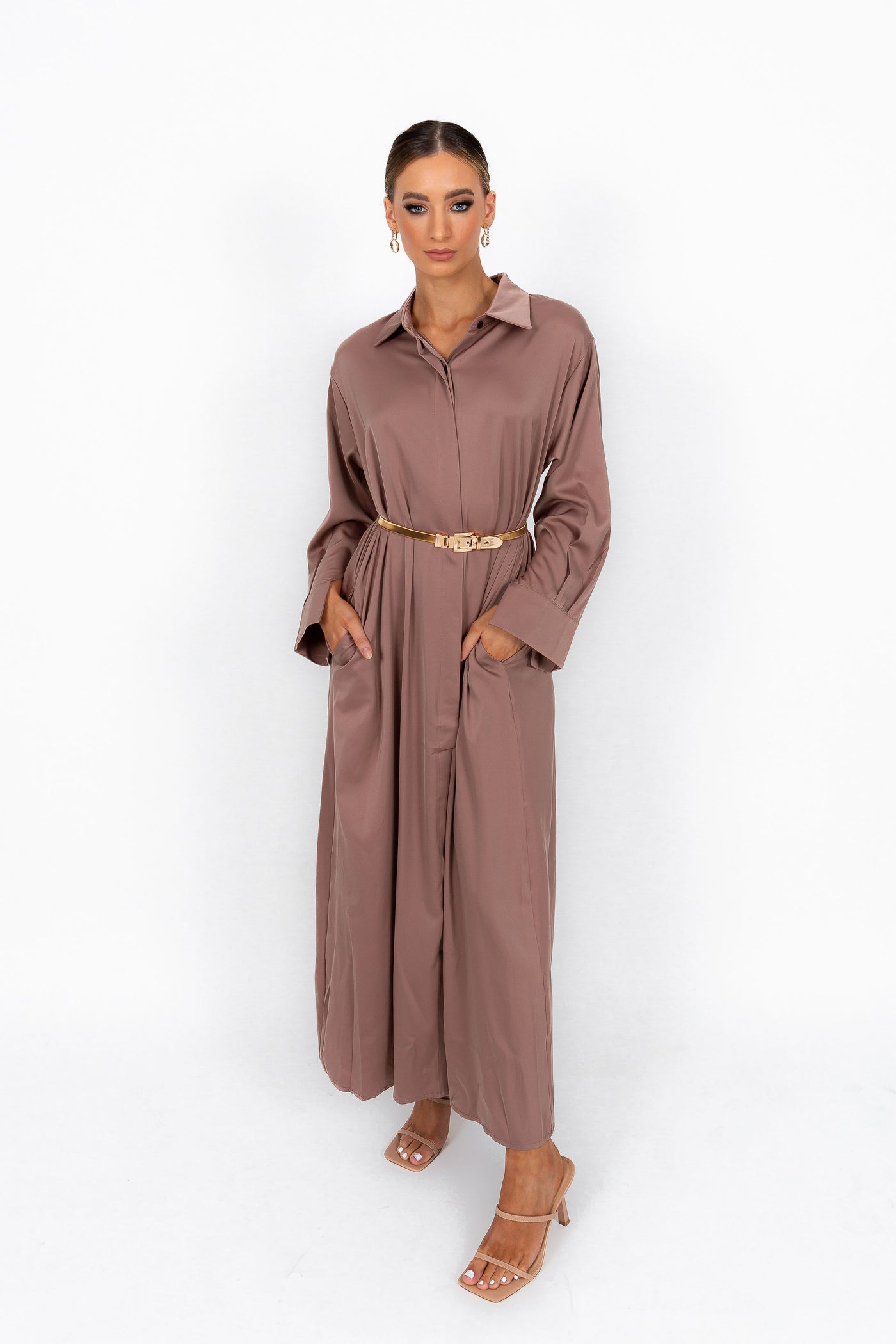 ZARA SHIRT DRESS IN UMBER SABELTHELABEL ZARA SHIRT DRESS IN UMBER SABELTHELABEL