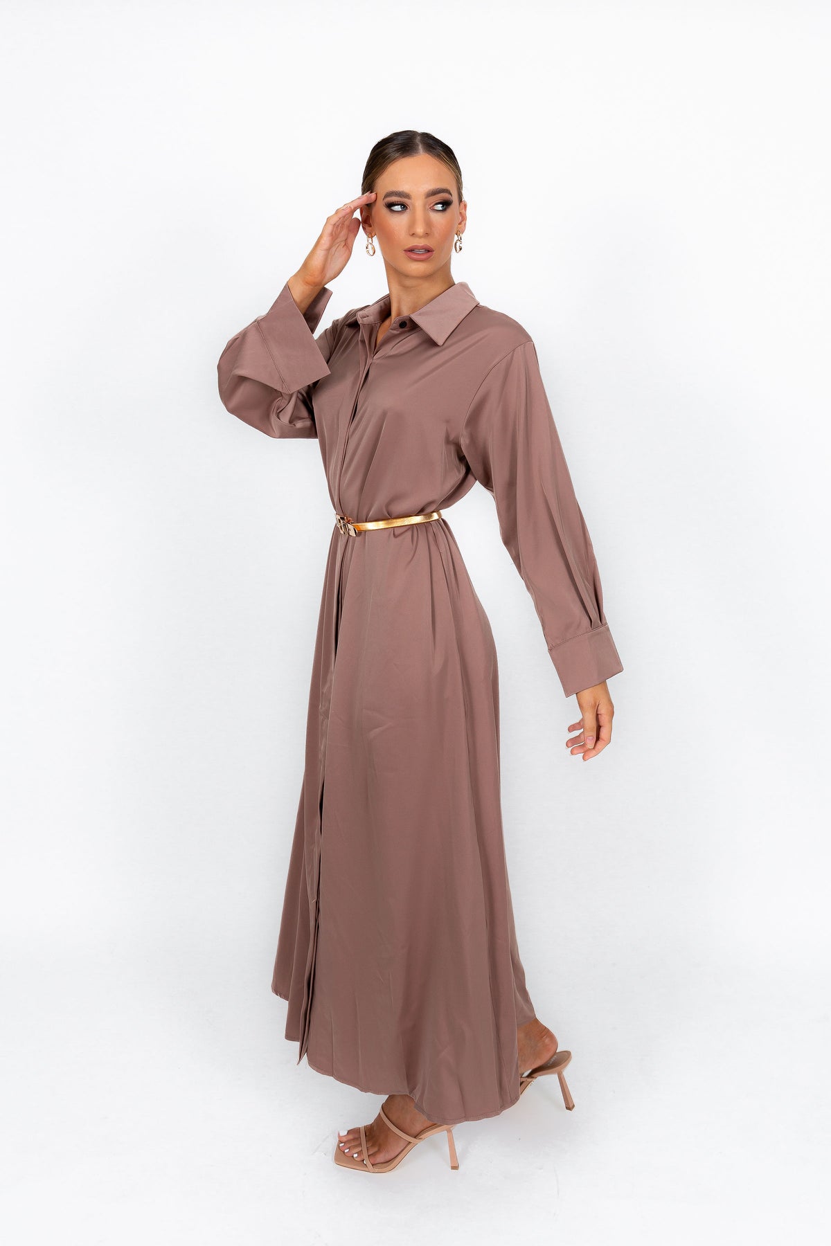 ZARA SHIRT DRESS IN UMBER