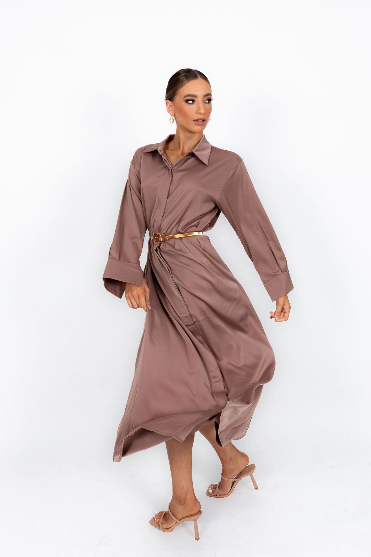 ZARA SHIRT DRESS IN UMBER