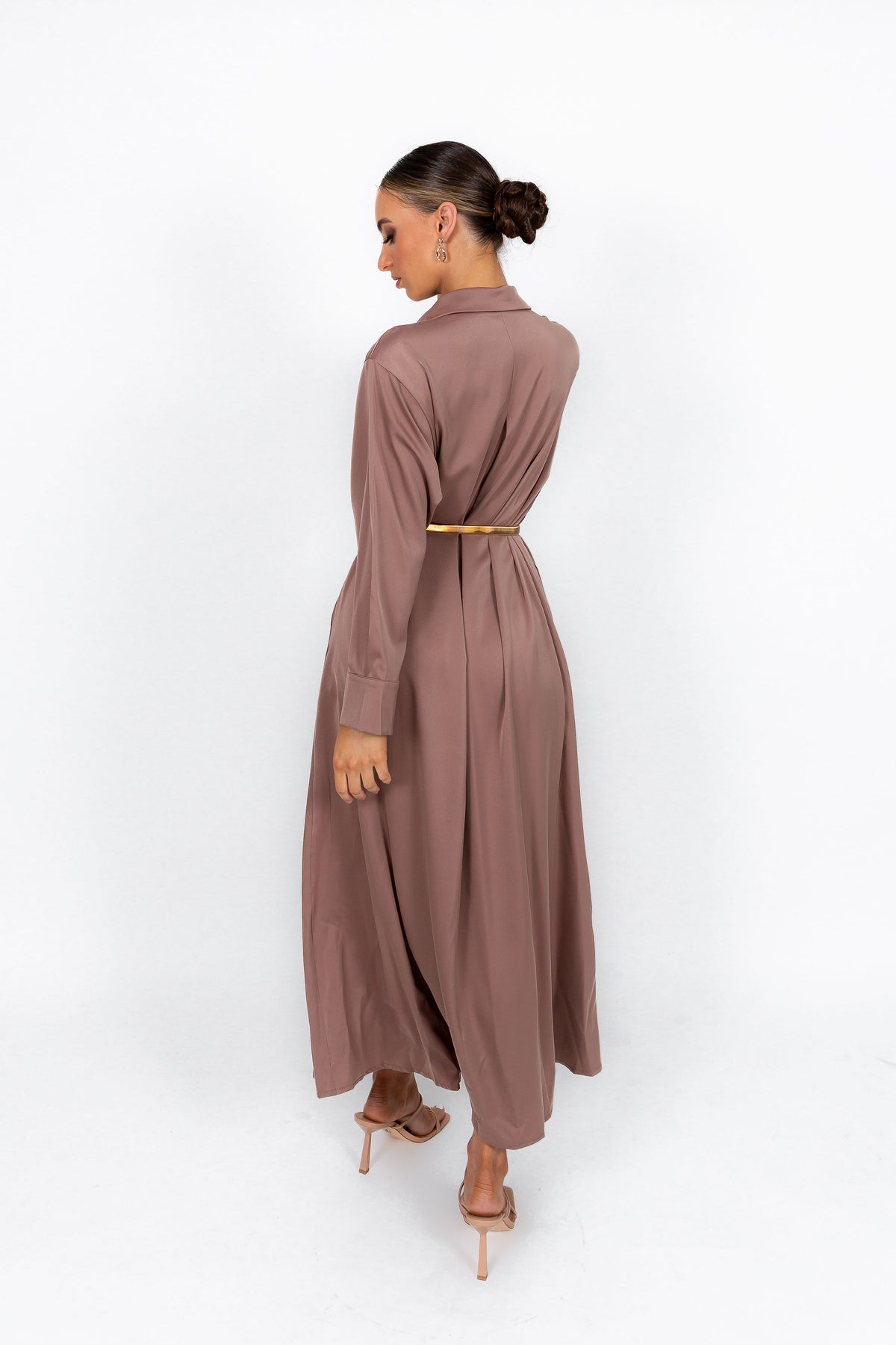 ZARA SHIRT DRESS IN UMBER