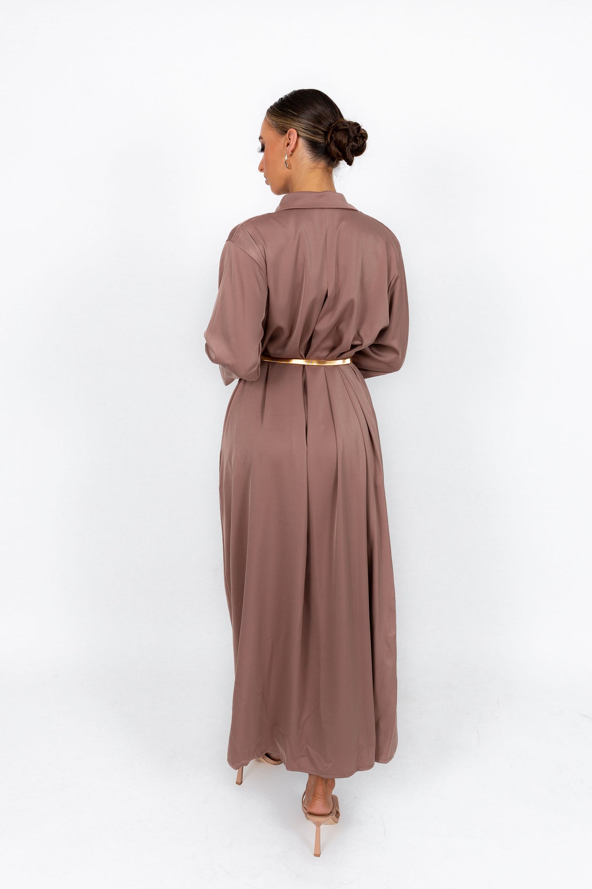 ZARA SHIRT DRESS IN UMBER