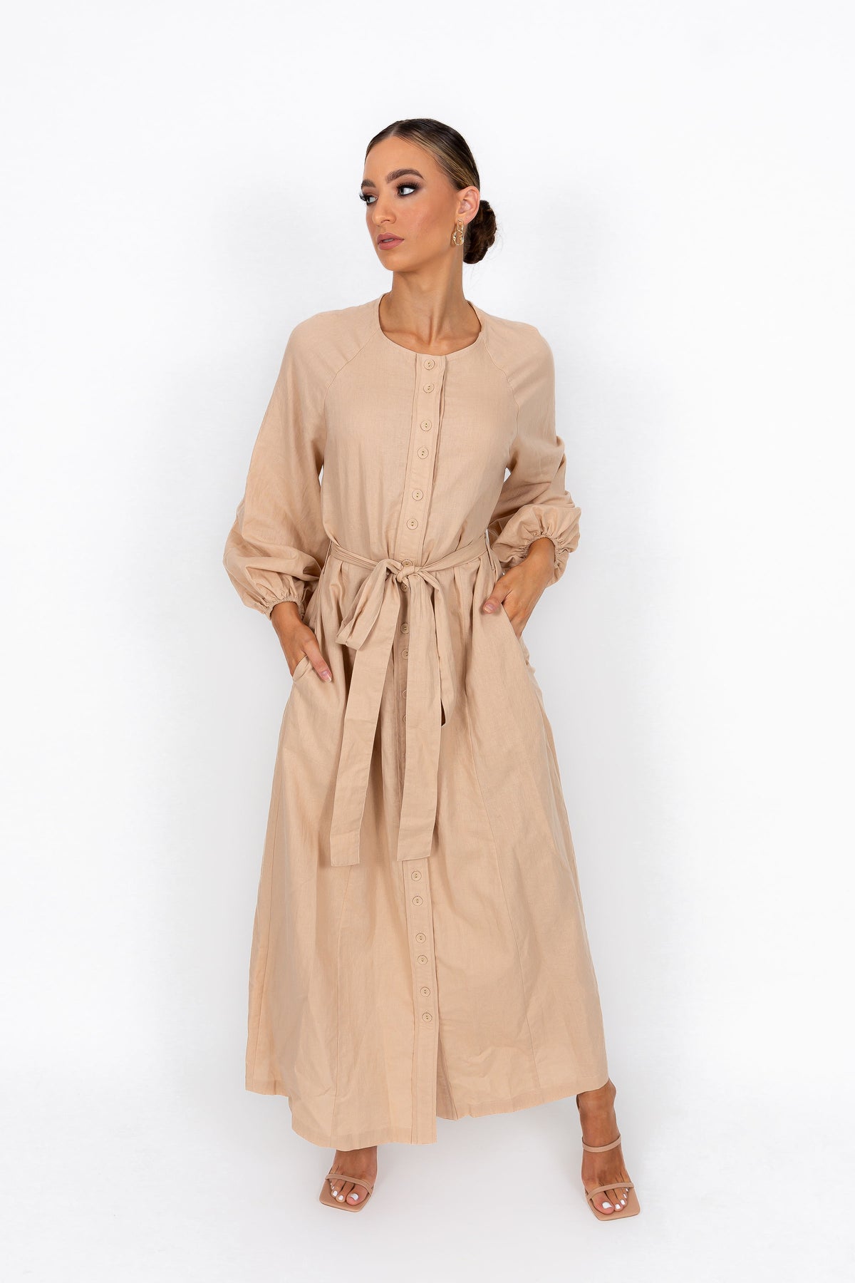 HARPER SHIRT DRESS IN BISQUE